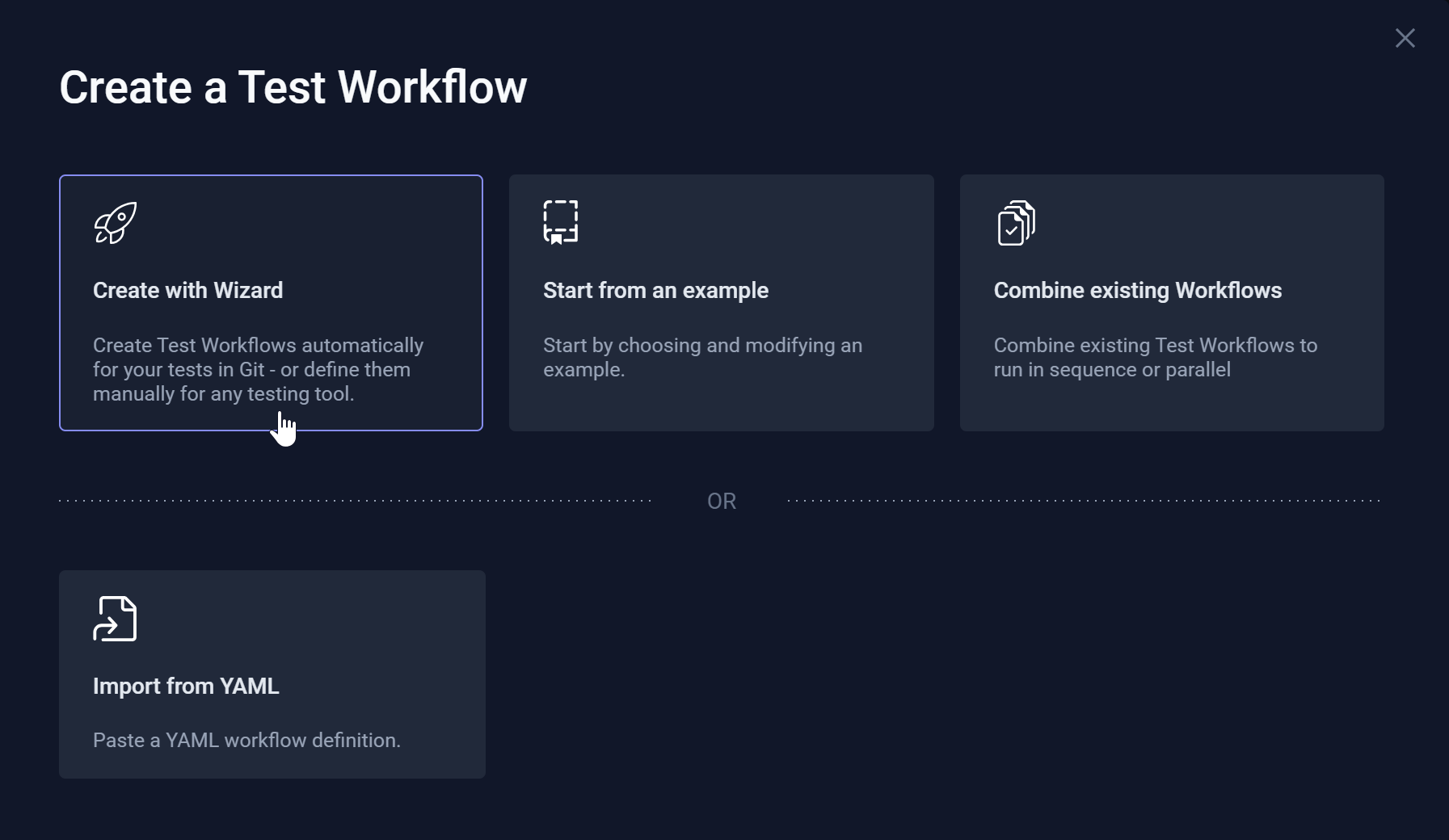 Create a Test Workflow modal